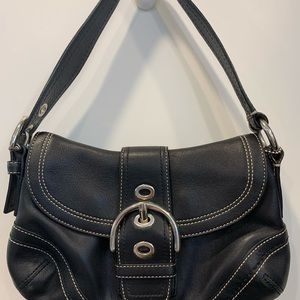 Black leather coach purse